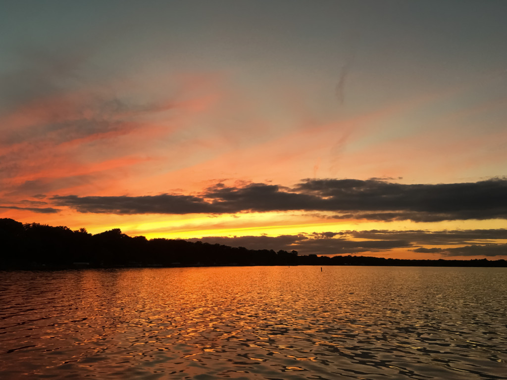 Sunset over lake